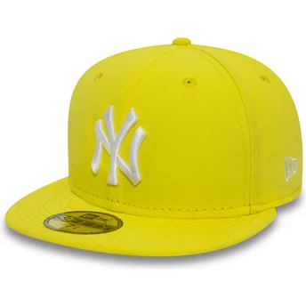 cappello-piatto-giallo-aderente-59fifty-essential-dei-new-york-yankees-mlb-di-new-era