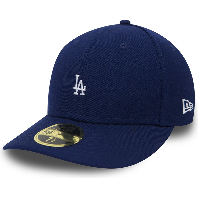 cappellino-visiera-piatta-blu-aderente-59fifty-low-profile-mini-logo-di-los-angeles-dodgers-mlb-di-new-era