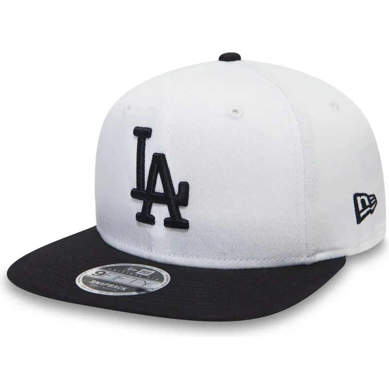 cappellino-piatto-bianco-snapback-per-bambino-con-visiera-nera-9fifty-contrast-crown-dei-los-angeles-dodgers-mlb-di-new-era