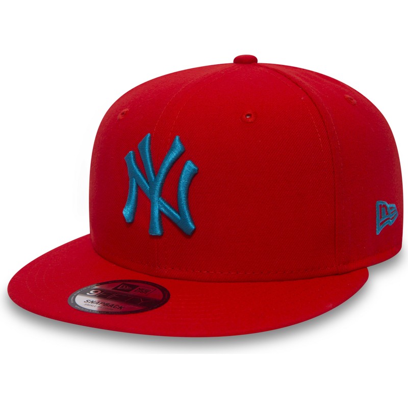 cappellino-visiera-piatta-rosso-snapback-con-logo-blu-9fifty-essential-league-di-new-york-yankees-mlb-di-new-era