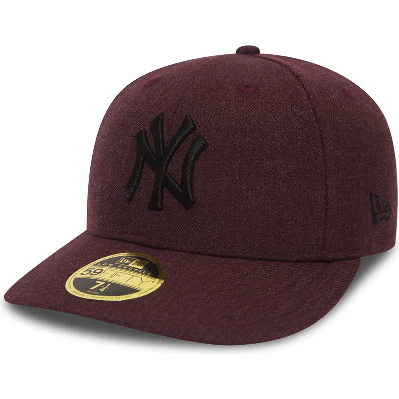 cappello-piatto-bordeaux-chiuso-con-logo-nero-59fifty-low-profile-heather-dei-new-york-yankees-mlb-di-new-era