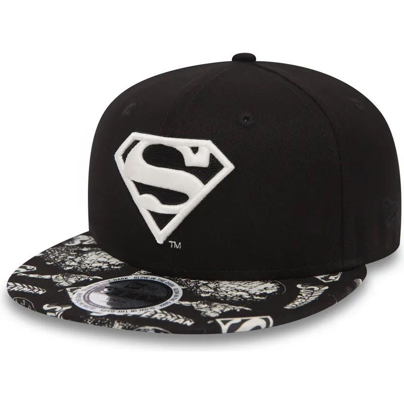 cappelli-piatta-nero-snapback-per-bambino-9fifty-gitd-dei-superman-warner-bros-di-new-era