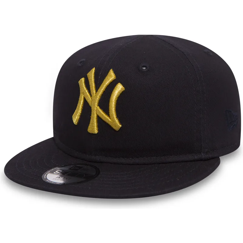 cappellino-nero-snapback-piatto-per-bambino-con-logo-oro-9fifty-golden-dei-new-york-yankees-mlb-di-new-era