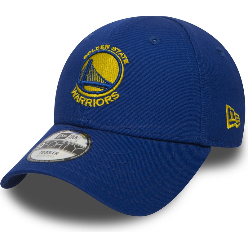 cappellino-visiera-curva-blu-regolabile-per-bambino-9forty-essential-di-golden-state-warriors-nba-di-new-era
