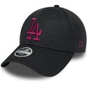 cappellino-visiera-curva-grigio-regolabile-con-logo-rosa-9forty-essential-maglione-di-los-angeles-dodgers-mlb-di-new-era