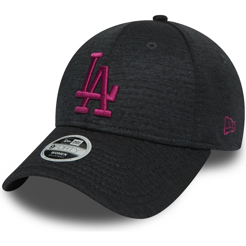 cappellino-visiera-curva-grigio-regolabile-con-logo-rosa-9forty-essential-maglione-di-los-angeles-dodgers-mlb-di-new-era