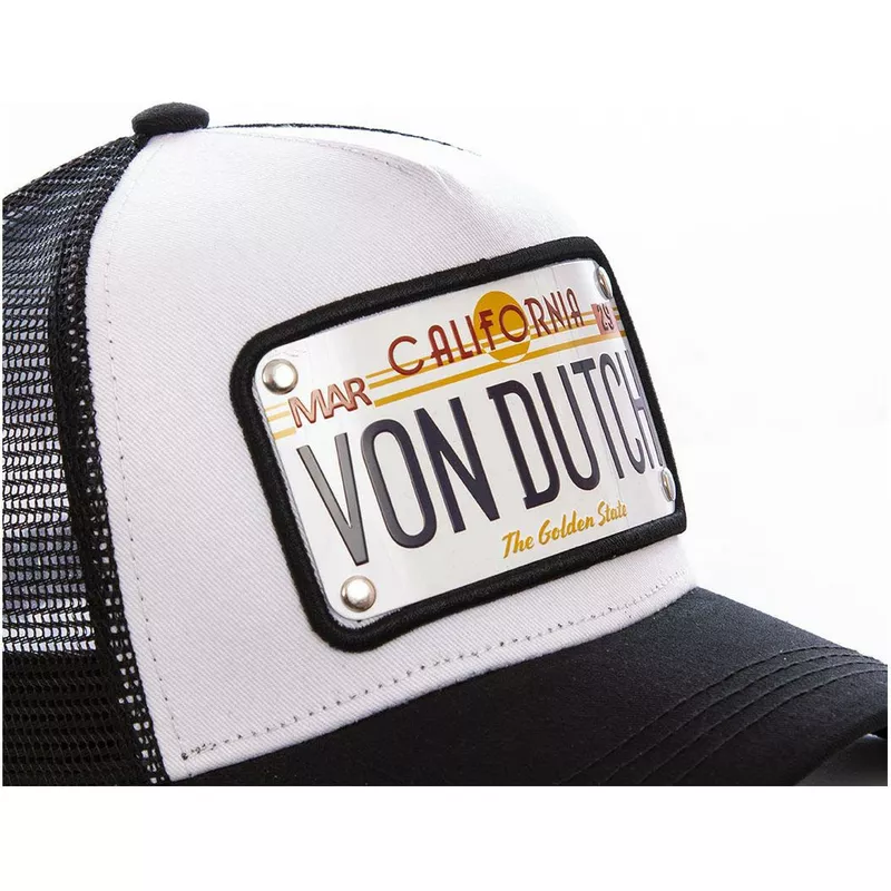 cappellino-trucker-bianco-e-nero-con-placca-california-cal1-di-von-dutch