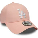 cappellino-rosa-con-visiera-curva-regolabile-9forty-league-essential-dei-los-angeles-dodgers-mlb-di-new-era
