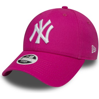 Cappellino visiera curva rosa regolabile 9FORTY Essential di New York Yankees MLB di New Era