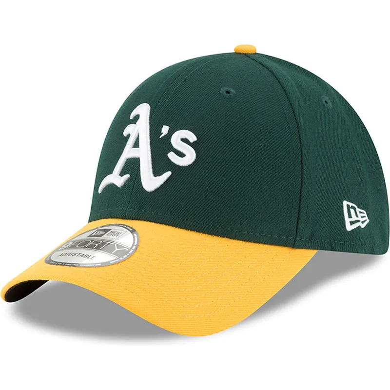 cappellino-curvo-verde-e-giallo-regolabile-9forty-the-league-di-oakland-athletics-mlb-di-new-era