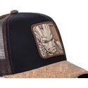 capslab-marvel-comics-groot-gro4-cappellino-trucker-nero-e-marrone-con-visiera-in-sughero
