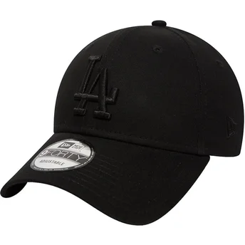 Cappellino con visiera curva nero regolabile con logo nero 9FORTY League Essential dei Los Angeles Dodgers MLB di New Era