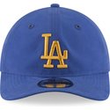 new-era-curved-brim-golden-logo-9twenty-nylon-packable-los-angeles-dodgers-mlb-blue-adjustable-cap