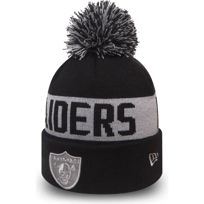 cuffia-nera-con-pompon-cuff-knit-team-tonal-dei-las-vegas-raiders-nfl-di-new-era