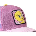 cappellino-trucker-rosa-glitterato-titti-twe4-looney-tunes-di-capslab