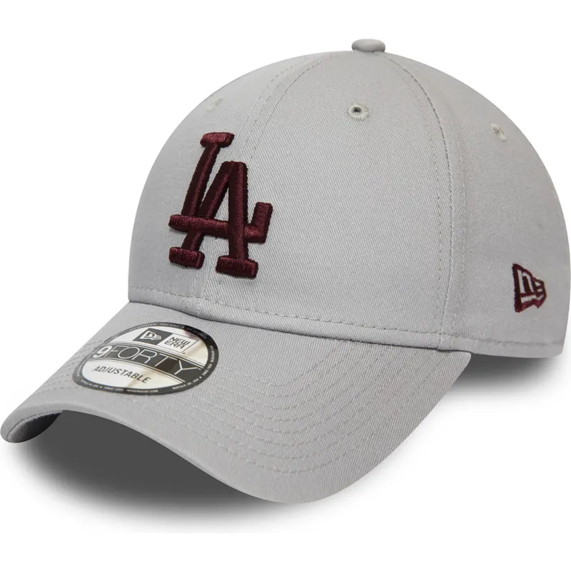 cappellino-curvo-grigio-regolabile-con-logo-granata-9forty-essential-dei-los-angeles-dodgers-mlb-di-new-era