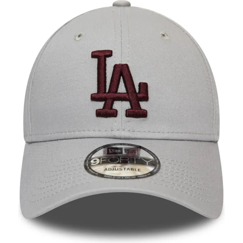 cappellino-curvo-grigio-regolabile-con-logo-granata-9forty-essential-dei-los-angeles-dodgers-mlb-di-new-era