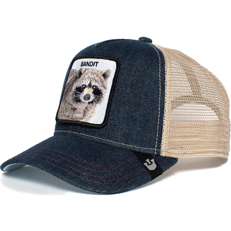 cappellino-trucker-blu-denim-e-bianco-con-procione-bandit-di-goorin-bros