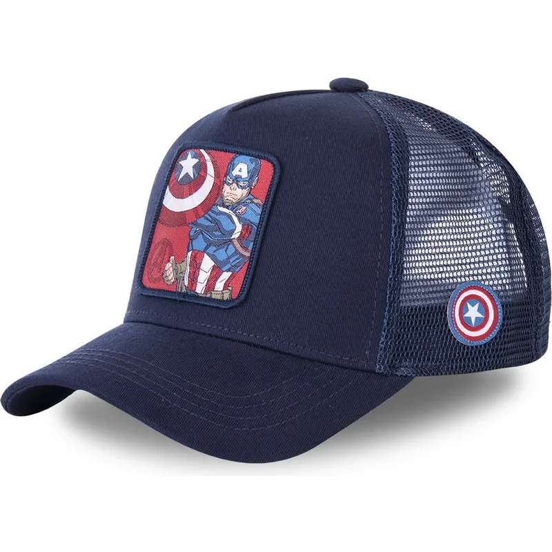 cappelli-curva-blu-marino-snapback-per-bambino-capitan-america-marvel-comics-di-capslab