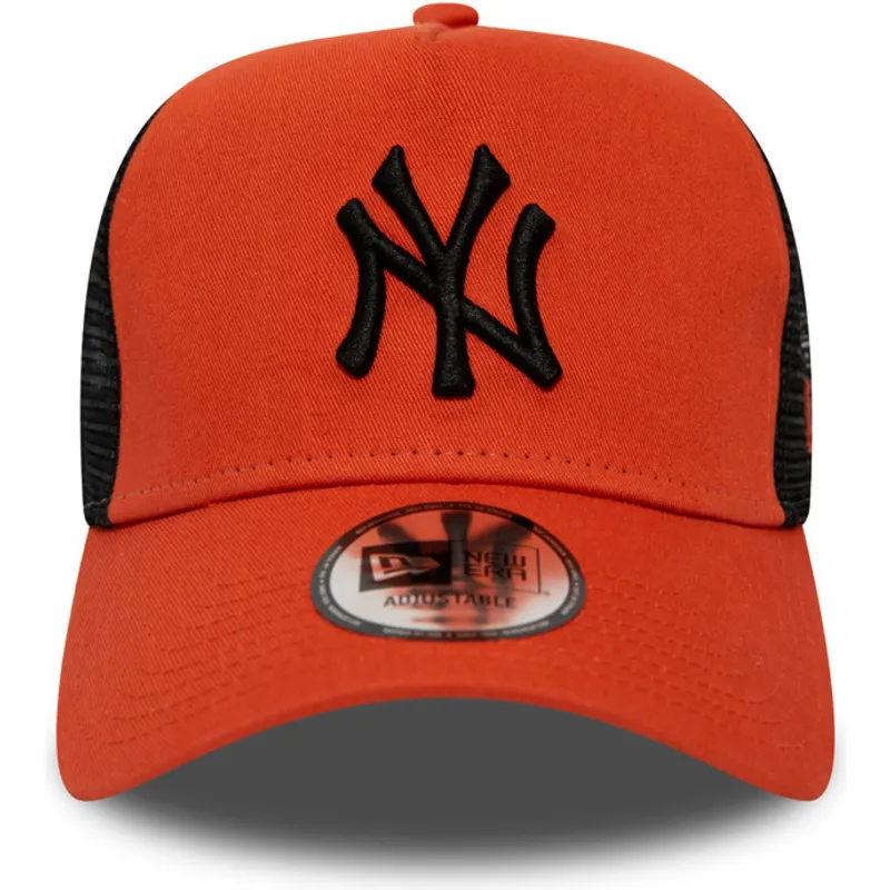 cappellino-trucker-rosso-con-logo-nero-league-essential-a-frame-dei-new-york-yankees-mlb-di-new-era