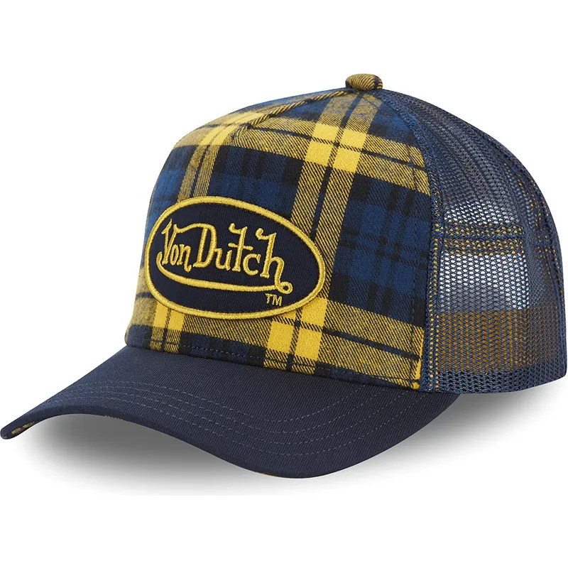cappellino-trucker-a-quadri-giallo-e-blu-car-a4-di-von-dutch