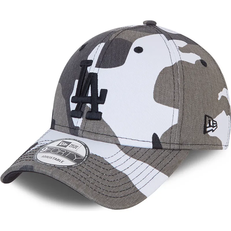 cappelli-curva-mimetizzazione-cinghia-regolabile-negro-negro-9forty-dei-los-angeles-dodgers-mlb-di-new-era