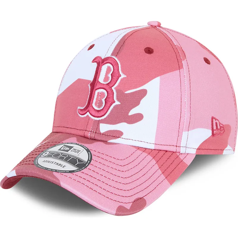cappelli-curva-mimetizzazione-cinghia-regolabile-rosa-rosa-9forty-dei-boston-red-sox-mlb-di-new-era