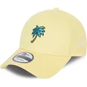 new-era-curved-brim-9forty-sports-palm-tree-yellow-adjustable-cap