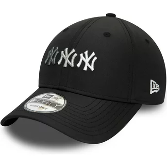 New Era Curved Brim 9FORTY Stack Logo New York Yankees MLB Black Adjustable Cap
