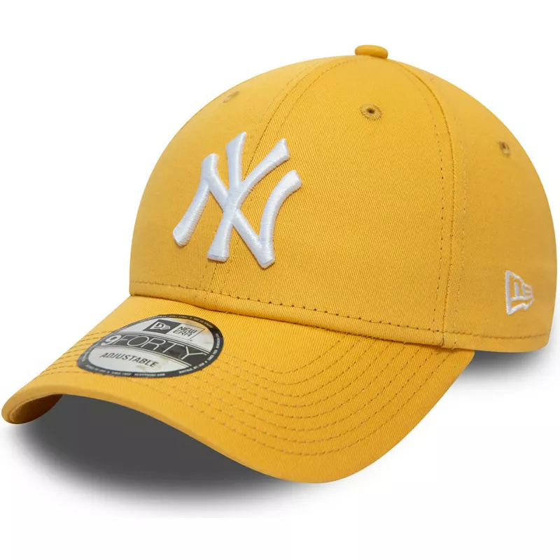 new-era-curved-brim-9forty-league-essential-new-york-yankees-mlb-yellow-adjustable-cap