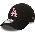 cappelli-curva-nero-cinghia-regolabile-rosa-9forty-league-essential-dei-los-angeles-dodgers-mlb-di-new-era