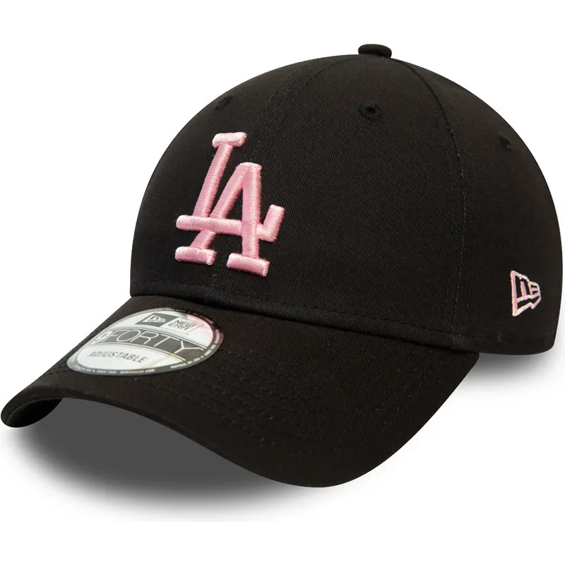 cappelli-curva-nero-cinghia-regolabile-rosa-9forty-league-essential-dei-los-angeles-dodgers-mlb-di-new-era