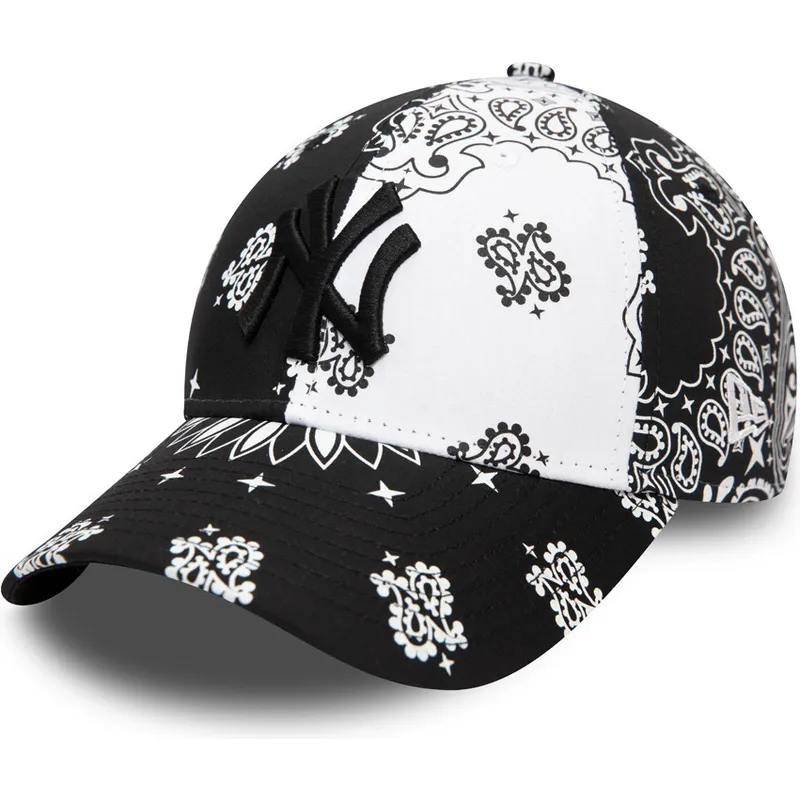 cappelli-curva-nero-cinghia-regolabile-9forty-paisley-print-dei-new-york-yankees-mlb-di-new-era