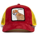 cappellino-trucker-rosso-e-giallo-leopardo-flaming-hot-cheetah-the-farm-di-goorin-bros