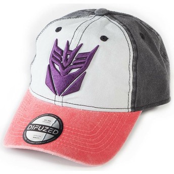 Difuzed Curved Brim Decepticons Transformers White, Black and Red Adjustable Cap