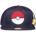 berretto-piatto-blu-jeans-snapback-poke-ball-pikachu-pokemon-di-difuzed