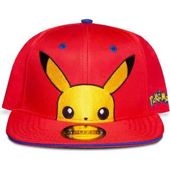cappello-piatto-rosso-snapback-per-bambino-pikachu-pokemon-di-difuzed
