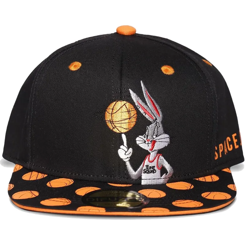 cappello-piatto-nero-snapback-bugs-bunny-space-jam-looney-tunes-di-difuzed
