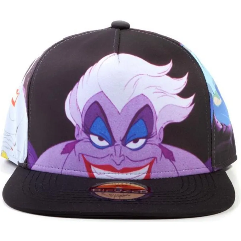 berretto-piatto-nero-snapback-ursula-la-sirenetta-disney-di-difuzed