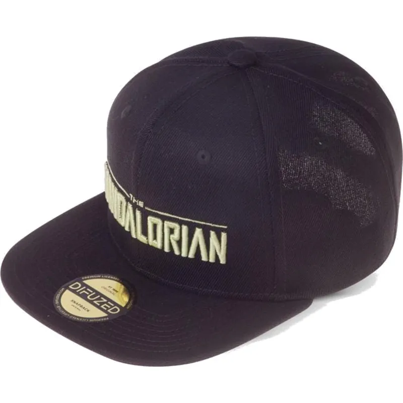 cappello-piatto-nero-snapback-the-mandalorian-silhouette-star-wars-di-difuzed