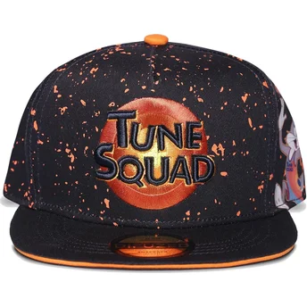 cappello-piatto-nero-e-arancione-snapback-bugs-bunny-space-jam-looney-tunes-di-difuzed