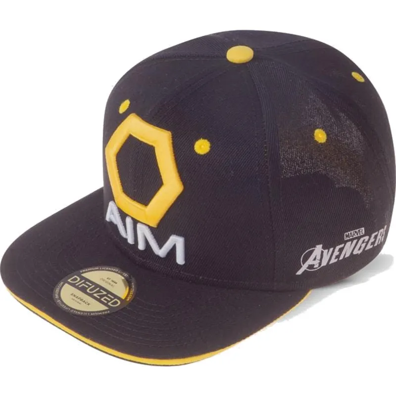 cappello-piatto-nero-e-giallo-snapback-aim-avengers-marvel-comics-di-difuzed