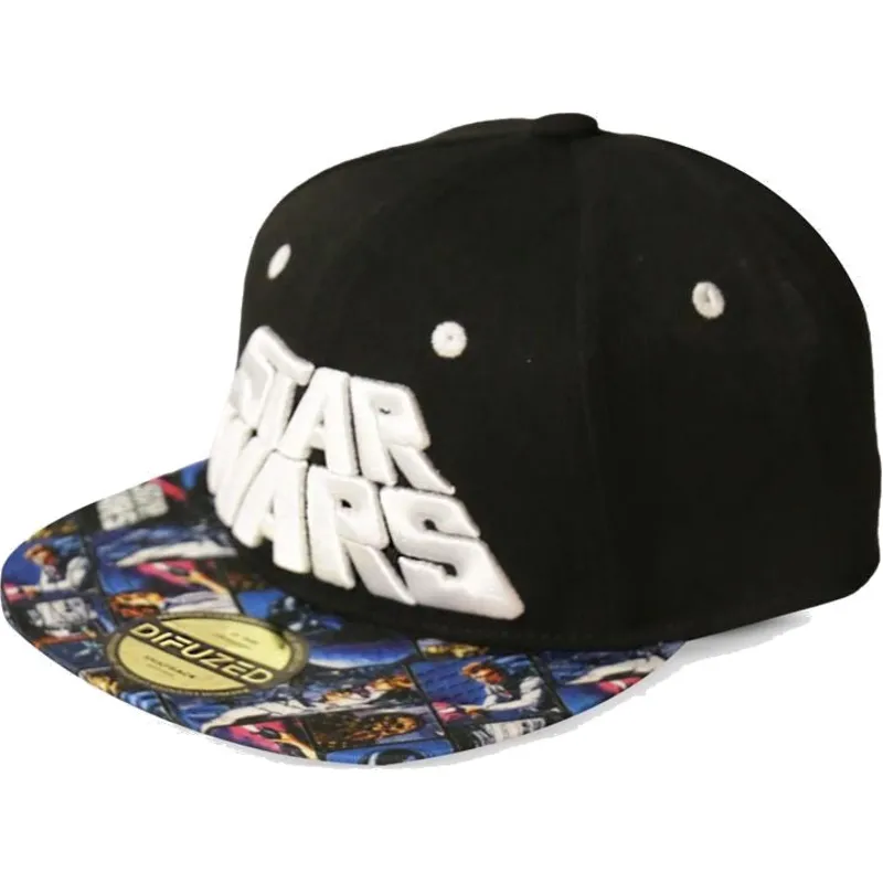 berretto-piatto-nero-snapback-all-over-print-poster-star-wars-di-difuzed