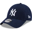 cappelli-curva-blu-marino-cinghia-regolabile-9forty-denim-dei-new-york-yankees-mlb-di-new-era