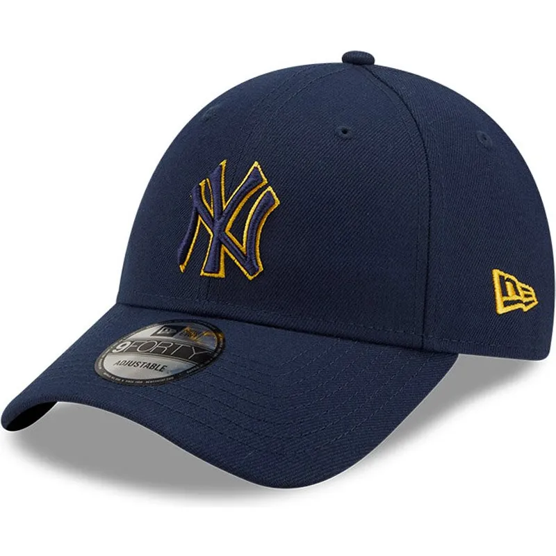 cappelli-curva-blu-marino-cinghia-regolabile-9forty-pop-outline-dei-new-york-yankees-mlb-di-new-era