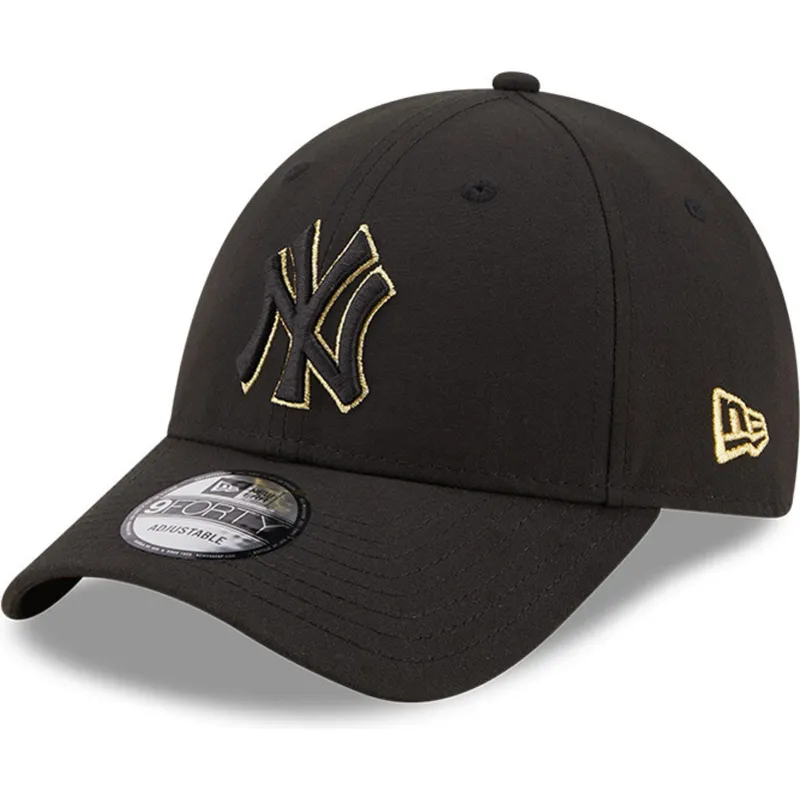 cappelli-curva-nero-cinghia-regolabile-9forty-black-and-gold-dei-new-york-yankees-mlb-di-new-era