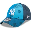 cappelli-curva-blu-cinghia-regolabile-9forty-paisley-print-dei-new-york-yankees-mlb-di-new-era