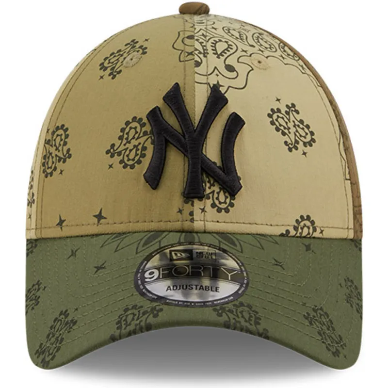cappelli-curva-verde-cinghia-regolabile-9forty-paisley-print-dei-new-york-yankees-mlb-di-new-era