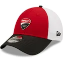 cappellino-curvo-rosso-bianco-e-nero-regolabile-9forty-colour-block-di-ducati-motor-motogp-di-new-era