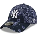 cappelli-curva-blu-marino-cinghia-regolabile-9forty-paisley-print-dei-new-york-yankees-mlb-di-new-era